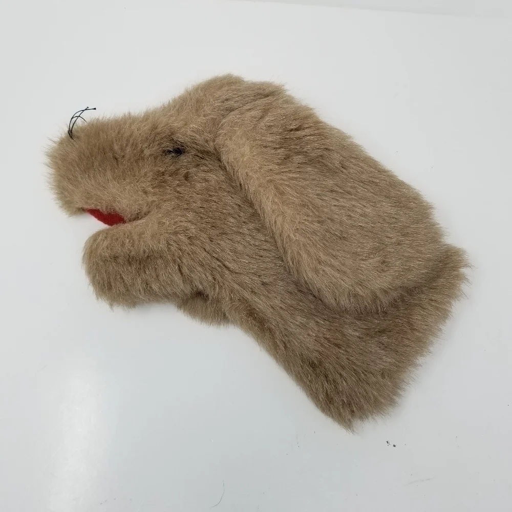 Dog Puppy Furry Hand Puppet Vintage Hand Made Animal Kids Golf Cover Pet Golden